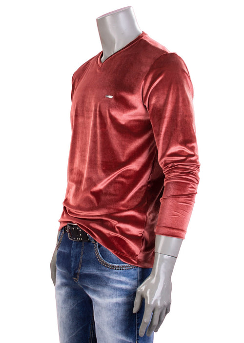 Berry Red "Night Watch" Velour Sweater