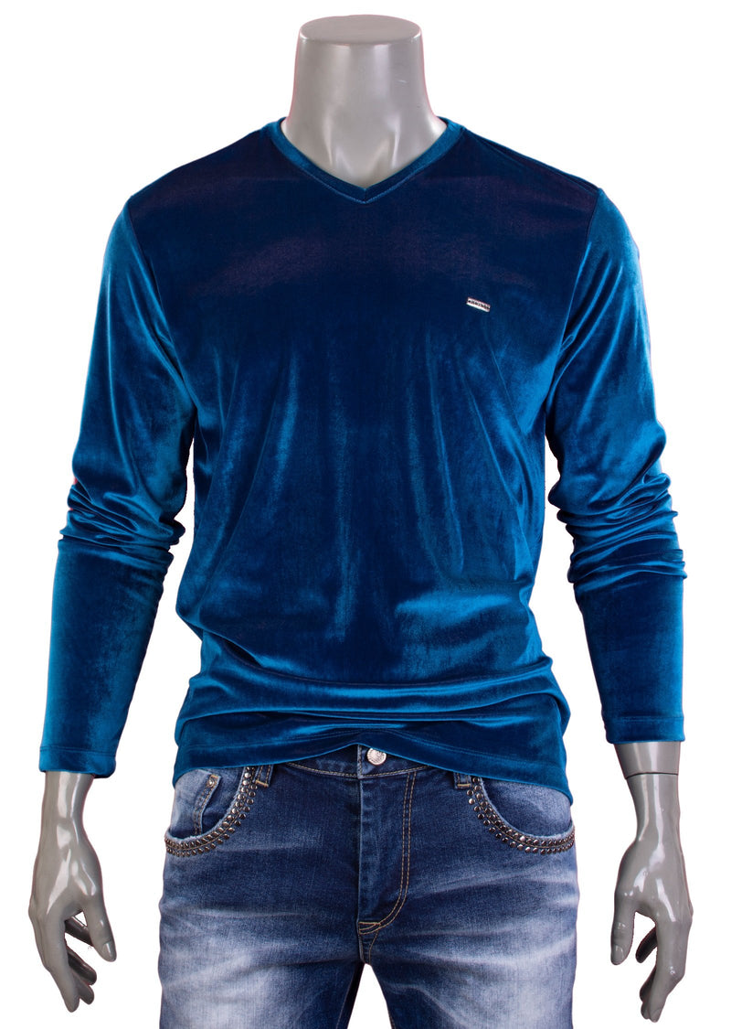 Turquoise "Night Watch" Velour Sweater