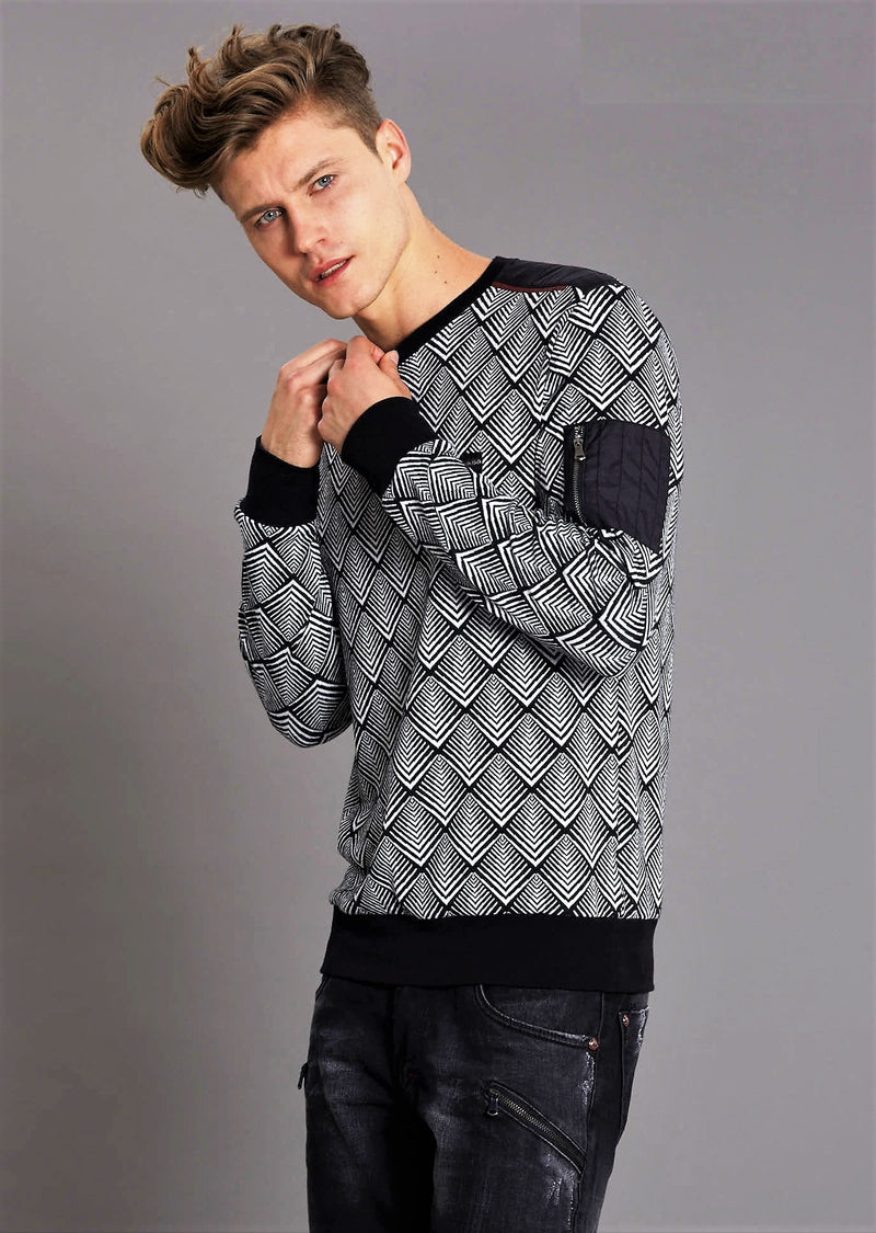 Black Triangle Zipper Sweater
