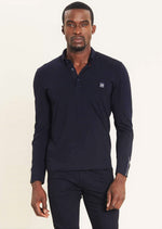 Black Quilted Long Sleeve Polo
