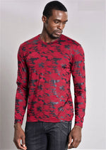 Burgundy Camouflage Long Sleeve Tee