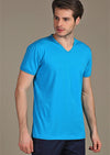 Blue Luxury Cotton V-neck Tee