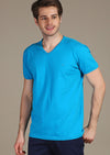 Blue Luxury Cotton V-neck Tee