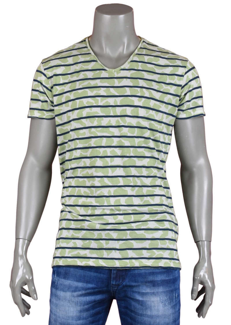 Green Blue Stripe Luxury Cotton Tee