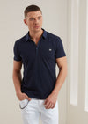 Blue Square Textured Weave Polo