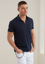 Blue Square Textured Weave Polo