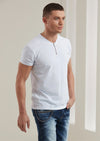 White Quilted Zipper Tee