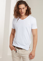 White Double Zipper Tee