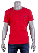 Red Double Zipper Tee