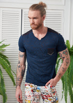 Navy Silicone Studded Devoré Tee
