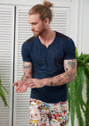 Navy Silicone Studded Devoré Tee
