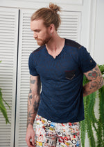 Navy Silicone Studded Devoré Tee