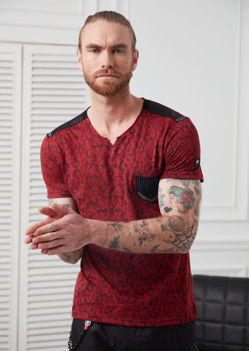 Burgundy Silicone Studded Devoré Tee
