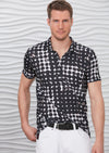 Black White Polkadot Print Polo