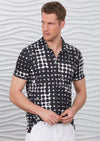 Black White Polkadot Print Polo