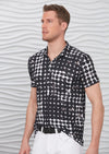 Black White Polkadot Print Polo