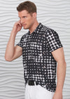 Black White Polkadot Print Polo