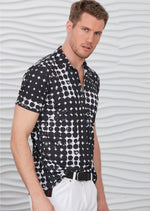 Black White Polkadot Print Polo