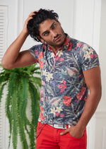 Multi-Color Floral Devoré Print Polo