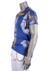 Blue Gold Crest Print V-neck Tee