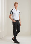 White Black Key Print Polo