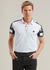 White Black Key Print Polo