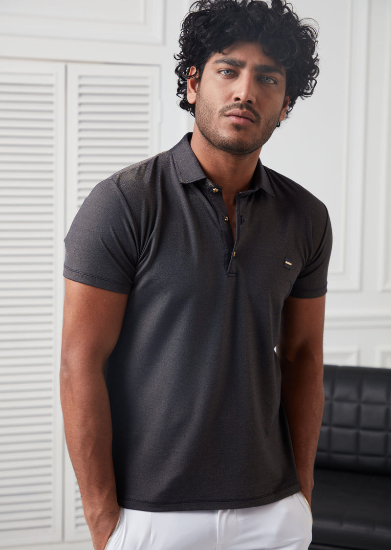 Navy Gold Sheen Luxe Polo