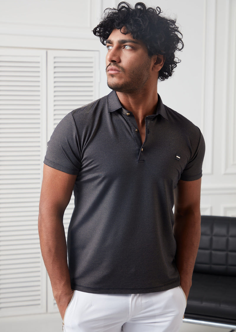 Navy Gold Sheen Luxe Polo