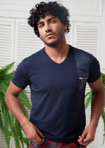 Navy Zipper & Quilted Tee