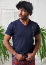 Navy Zipper & Quilted Tee