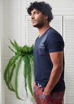 Navy Zipper & Quilted Tee