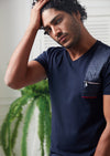 Navy Zipper & Quilted Tee