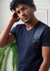 Navy Zipper & Quilted Tee