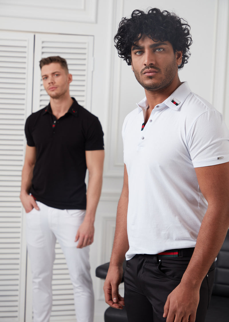 White Red Green Color Block Polo