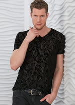 Black Flame Velvet V-neck Tee