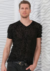 Black Flame Velvet V-neck Tee