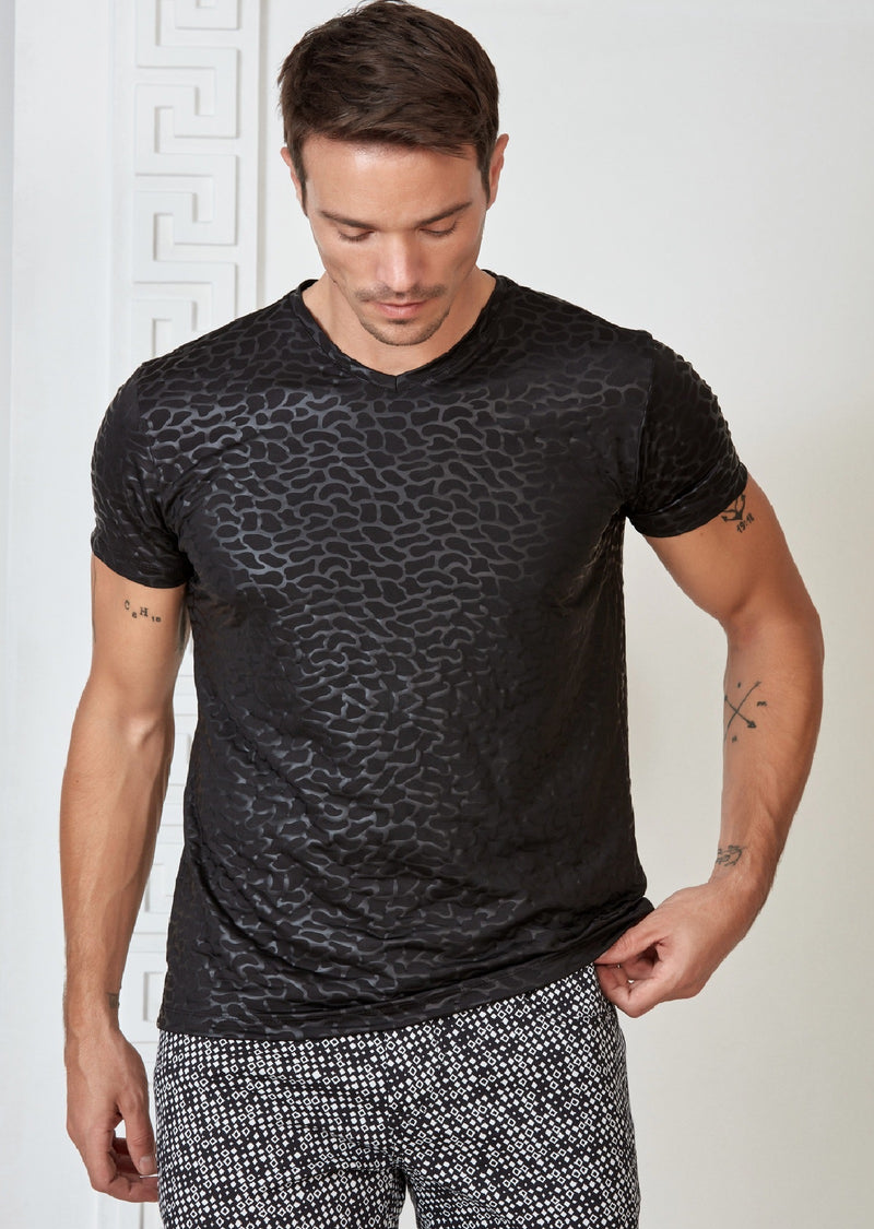 Black Snake Print Spandex Tee