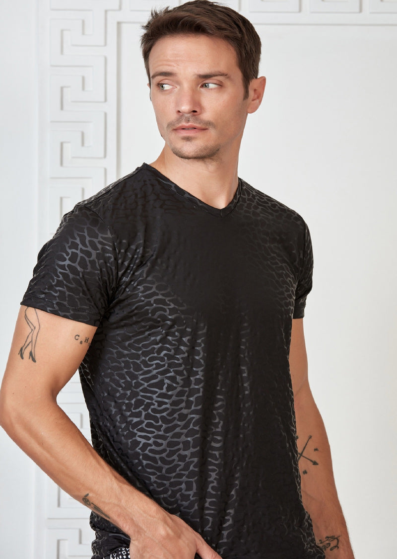 Black Snake Print Spandex Tee