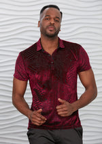 Burgundy Paisley Velvet Polo