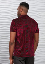 Burgundy Paisley Velvet Polo