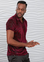 Burgundy Paisley Velvet Polo