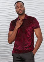 Burgundy Paisley Velvet Polo