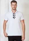 White Gold Zipper Rivet Polo