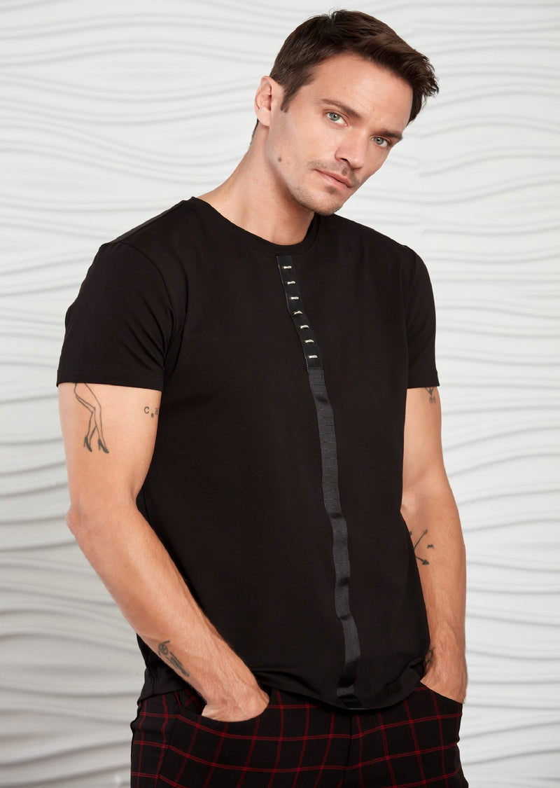 Black Metal Stud Ribbon Tee