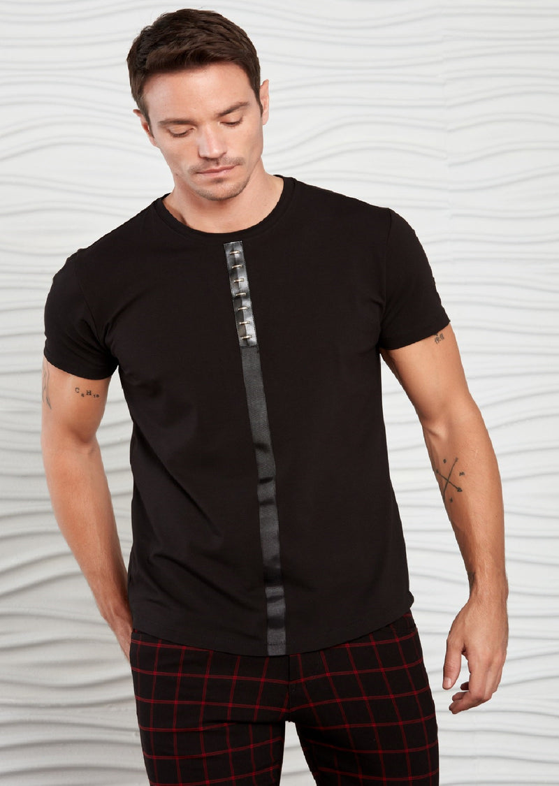 Black Metal Stud Ribbon Tee