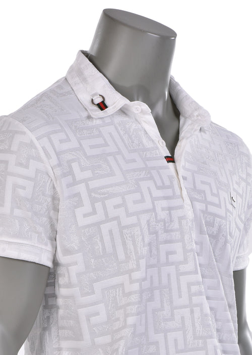 White Red Green Jacquard Polo