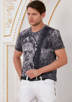 Black "Zeus" Mosaic Print Tee