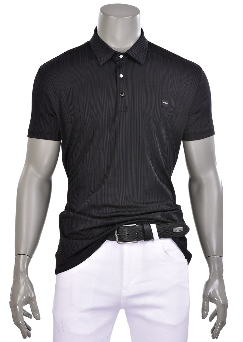 Black Micro Touch Stripe Polo