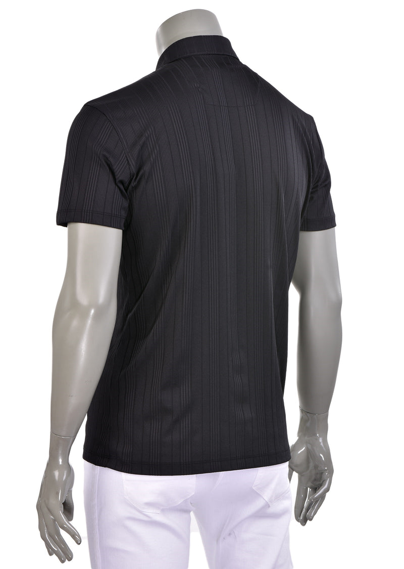 Black Micro Touch Stripe Polo