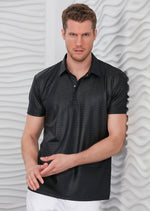 Navy Alligator Print Polo